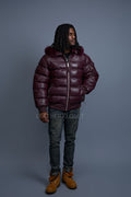 Men’s Aspen Leather Bubble Bomber Jacket [Burgundy]