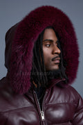Men’s Aspen Leather Bubble Bomber Jacket [Burgundy]