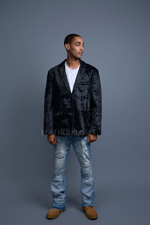 Men's Pony Skin Blazer [Black]