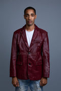 Men's Pony Skin Blazer [Burgundy]