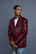 Men's Pony Skin Blazer [Burgundy]