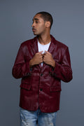 Men's Pony Skin Blazer [Burgundy]
