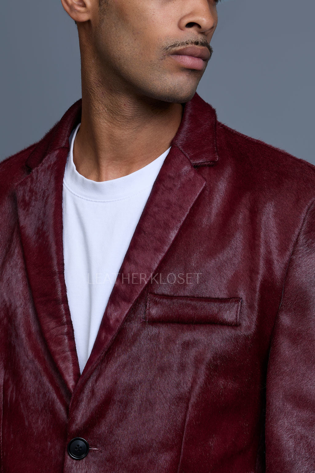 Men's Pony Skin Blazer [Burgundy]