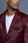 Men's Pony Skin Blazer [Burgundy]