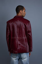 Men's Pony Skin Blazer [Burgundy]