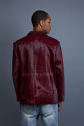 Men's Pony Skin Blazer [Burgundy]