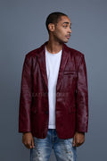 Men's Pony Skin Blazer [Burgundy]