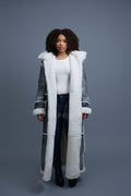 Women's Hazel Full Length Real Sheepskin Trench Coat [Distressed Grey]