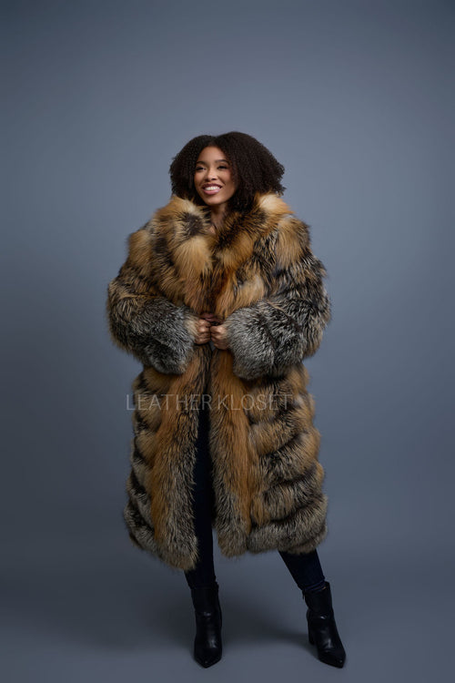 Women's Iris Fox Trench Coat [Cross Fox]