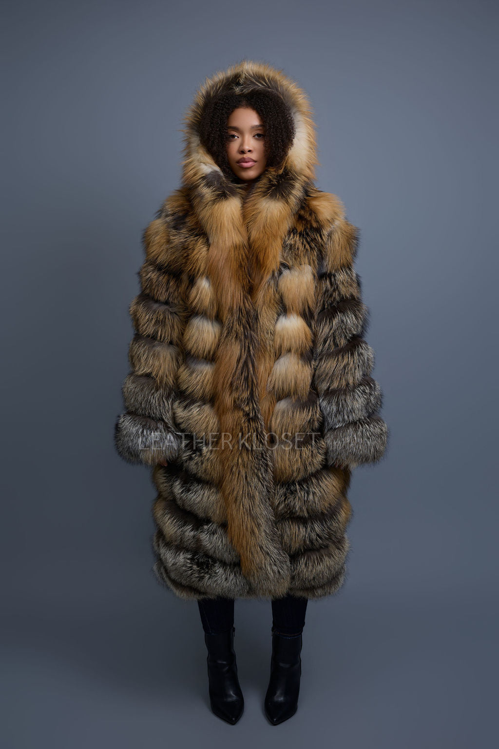 Women's Iris Fox Trench Coat [Cross Fox]