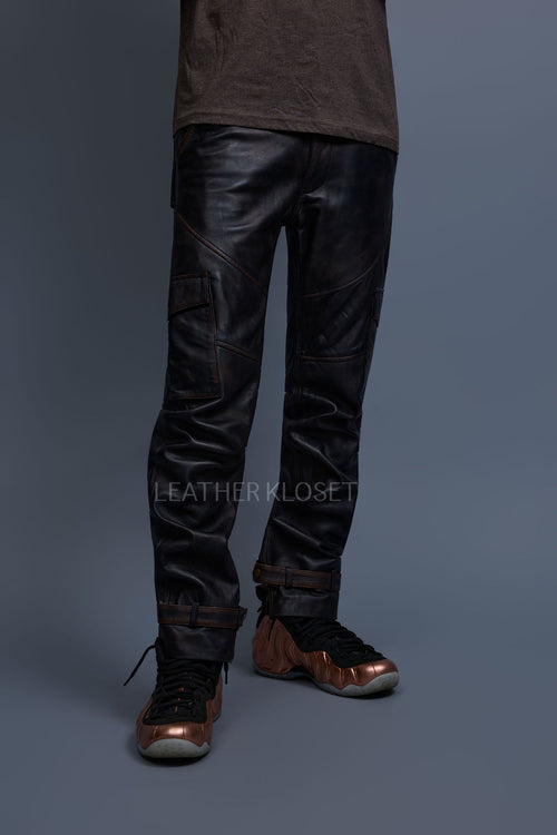 Men's Leather Stack Jean Pants [Copper]