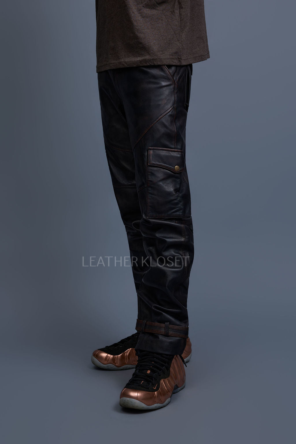 Men's Leather Stack Jean Pants [Copper]