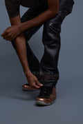 Men's Leather Stack Jean Pants [Copper]