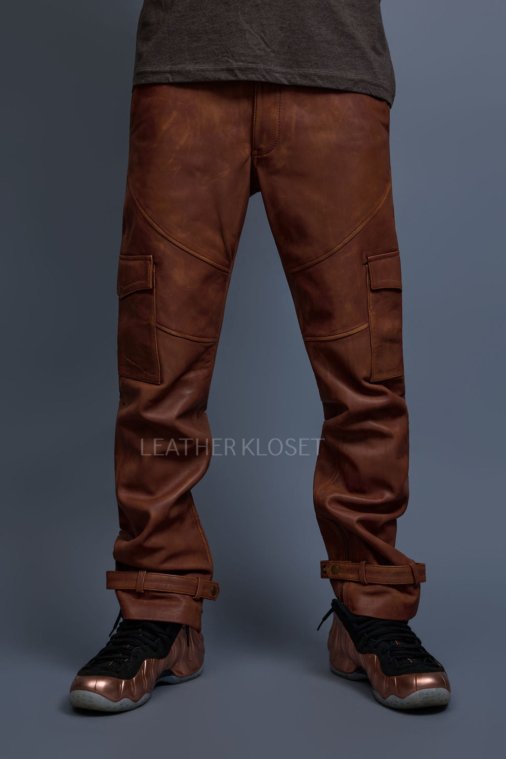 Men's Leather Stack Jean Pants [Caramel Crunch]