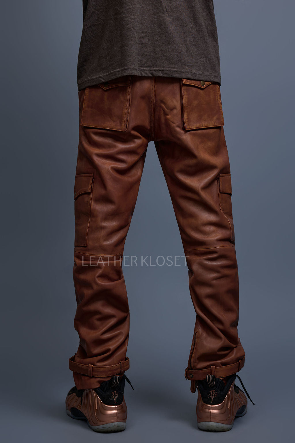 Men's Leather Stack Jean Pants [Caramel Crunch]