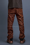 Men's Leather Stack Jean Pants [Caramel Crunch]