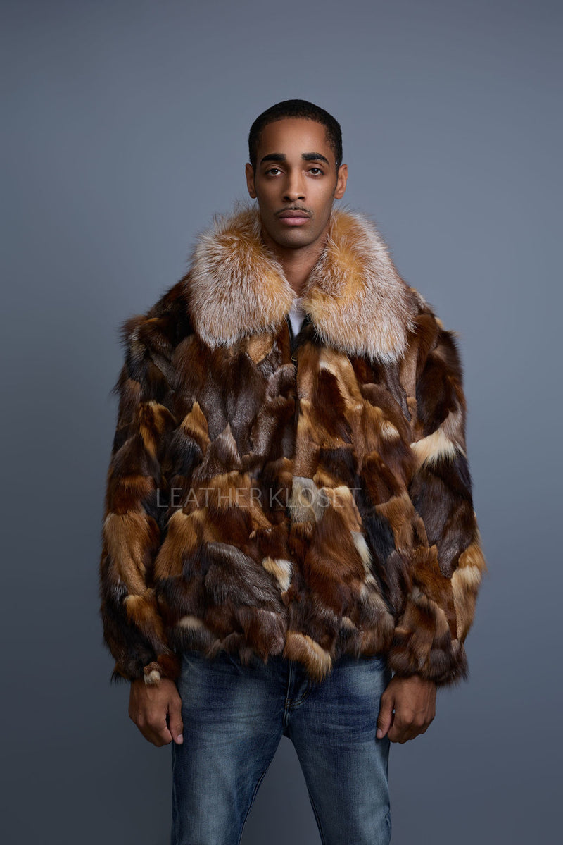 Men's Hudson Fox Fur Bomber Jacket [Crystal]