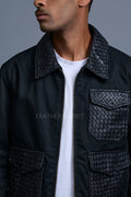 Men's Camron Camo Cotton & Leather Jacket