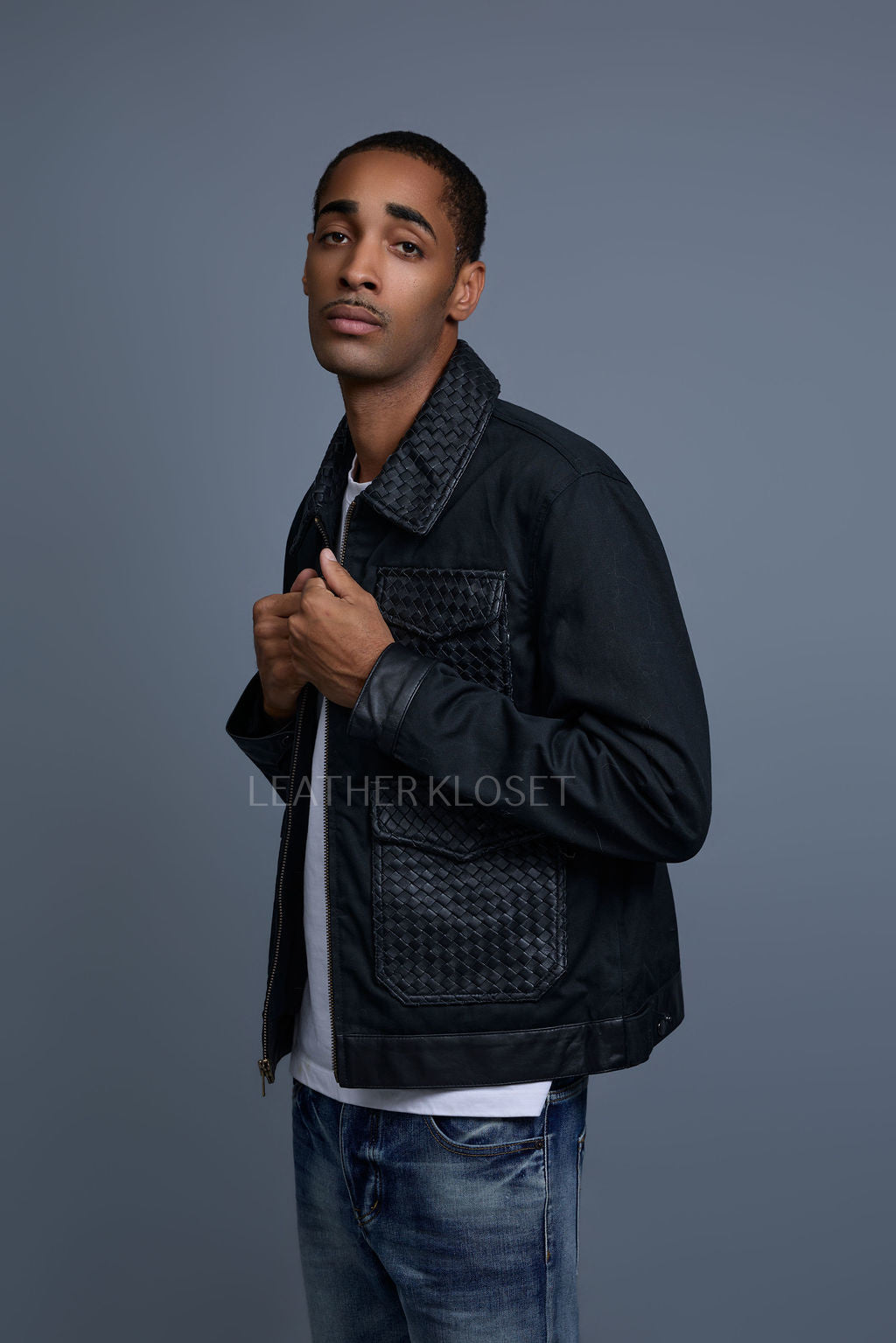 Men's Camron Camo Cotton & Leather Jacket