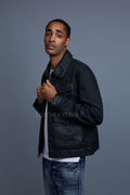 Men's Camron Camo Cotton & Leather Jacket