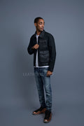 Men's Camron Camo Cotton & Leather Jacket
