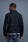 Men's Camron Camo Cotton & Leather Jacket