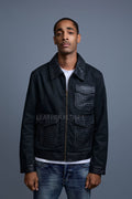Men's Camron Camo Cotton & Leather Jacket