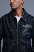 Men's Camron Camo Cotton & Leather Jacket