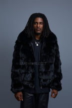 Men's Hudson Fox Fur Bomber Jacket [Black]