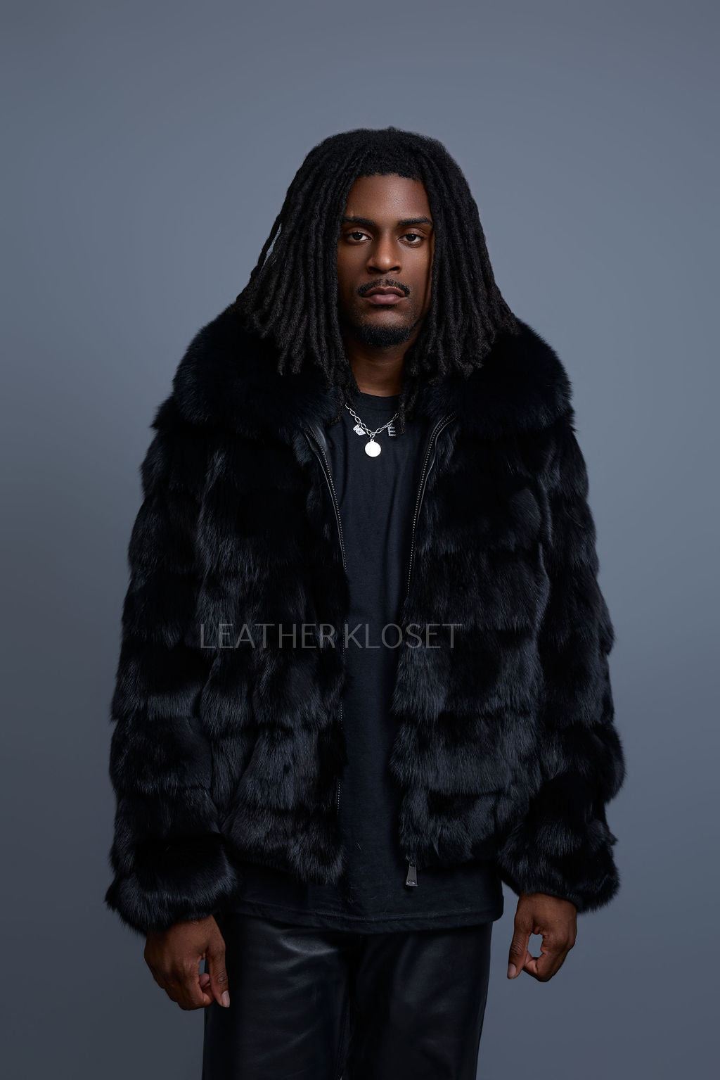 Men's Hudson Fox Fur Bomber Jacket [Black]