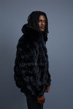 Men's Hudson Fox Fur Bomber Jacket [Black]