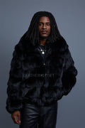 Men's Hudson Fox Fur Bomber Jacket [Black]