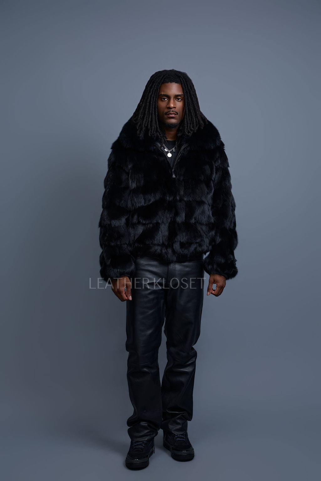 Men's Hudson Fox Fur Bomber Jacket [Black]