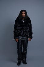 Men's Hudson Fox Fur Bomber Jacket [Black]