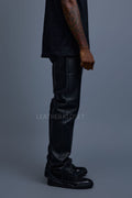 Men's Leather Jean Pants [Black]