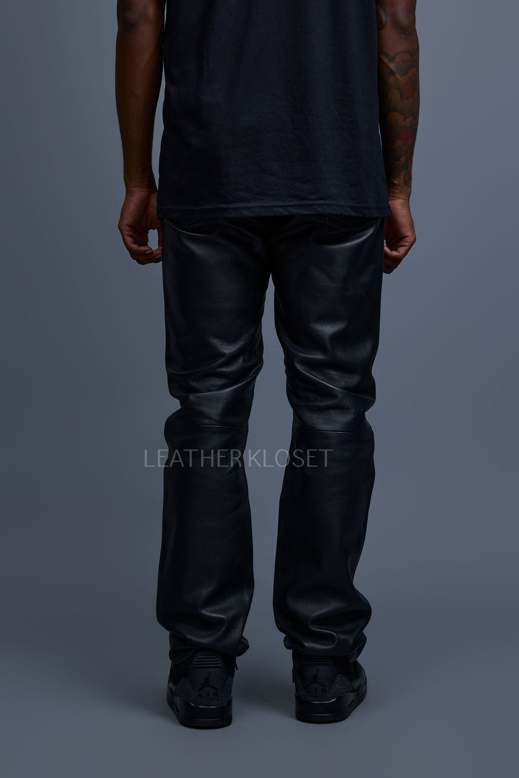 Men's Leather Jean Pants [Black]