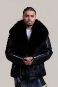 Men's Trey Biker Black Full Fox Fur Collar [Black Fox]
