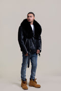 Men's Trey Biker Black Full Fox Fur Collar [Black Fox]