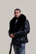Men's Trey Biker Black Full Fox Fur Collar [Black Fox]