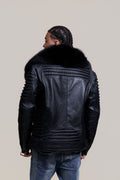 Men's Trey Biker Black Full Fox Fur Collar [Black Fox]