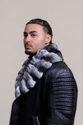 Men's Trey Biker With Real Chinchilla Fur Collar [Black]