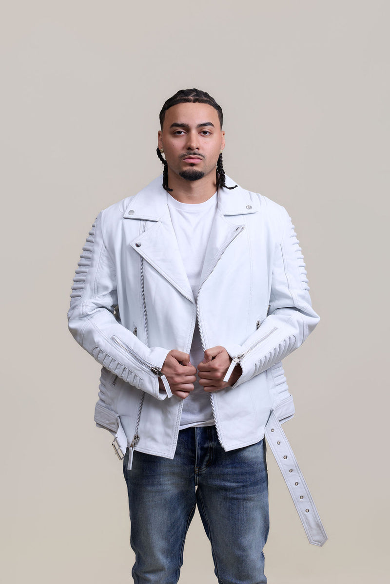 Men's Trey Biker Jacket White