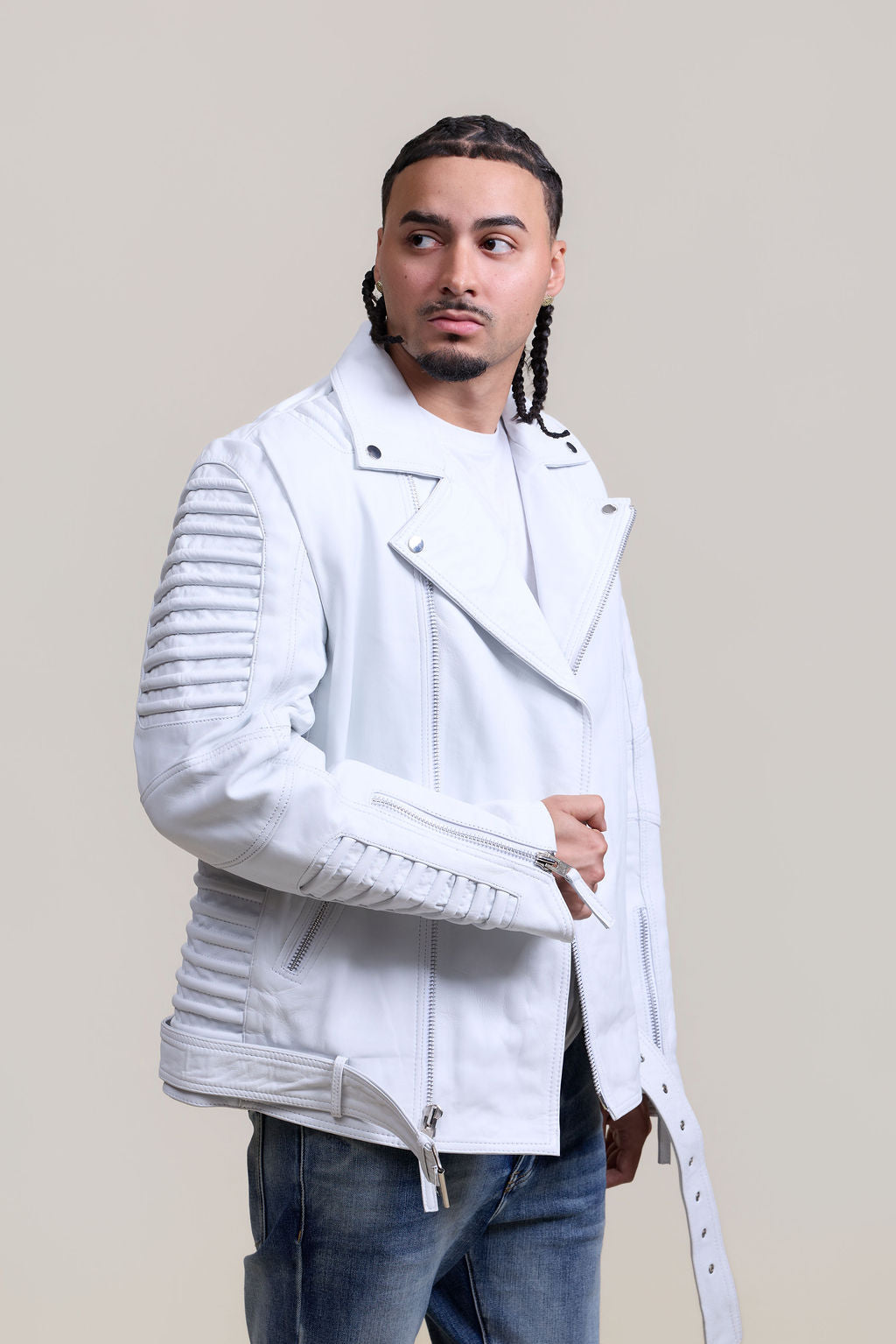 Men's Trey Biker Jacket White