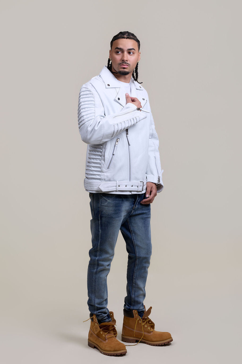 Men's Trey Biker Jacket White