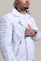 Men's Trey Biker Jacket White