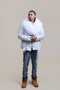 Men's Trey Biker Full Fox Fur Collar [Pure White]