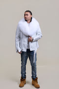 Men's Trey Biker Full Fox Fur Collar [Pure White]