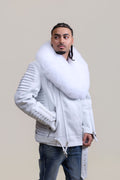 Men's Trey Biker Full Fox Fur Collar [Pure White]