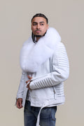 Men's Trey Biker Full Fox Fur Collar [Pure White]