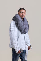 Men's Trey Biker Full Fox Fur Collar [Silver Fox]